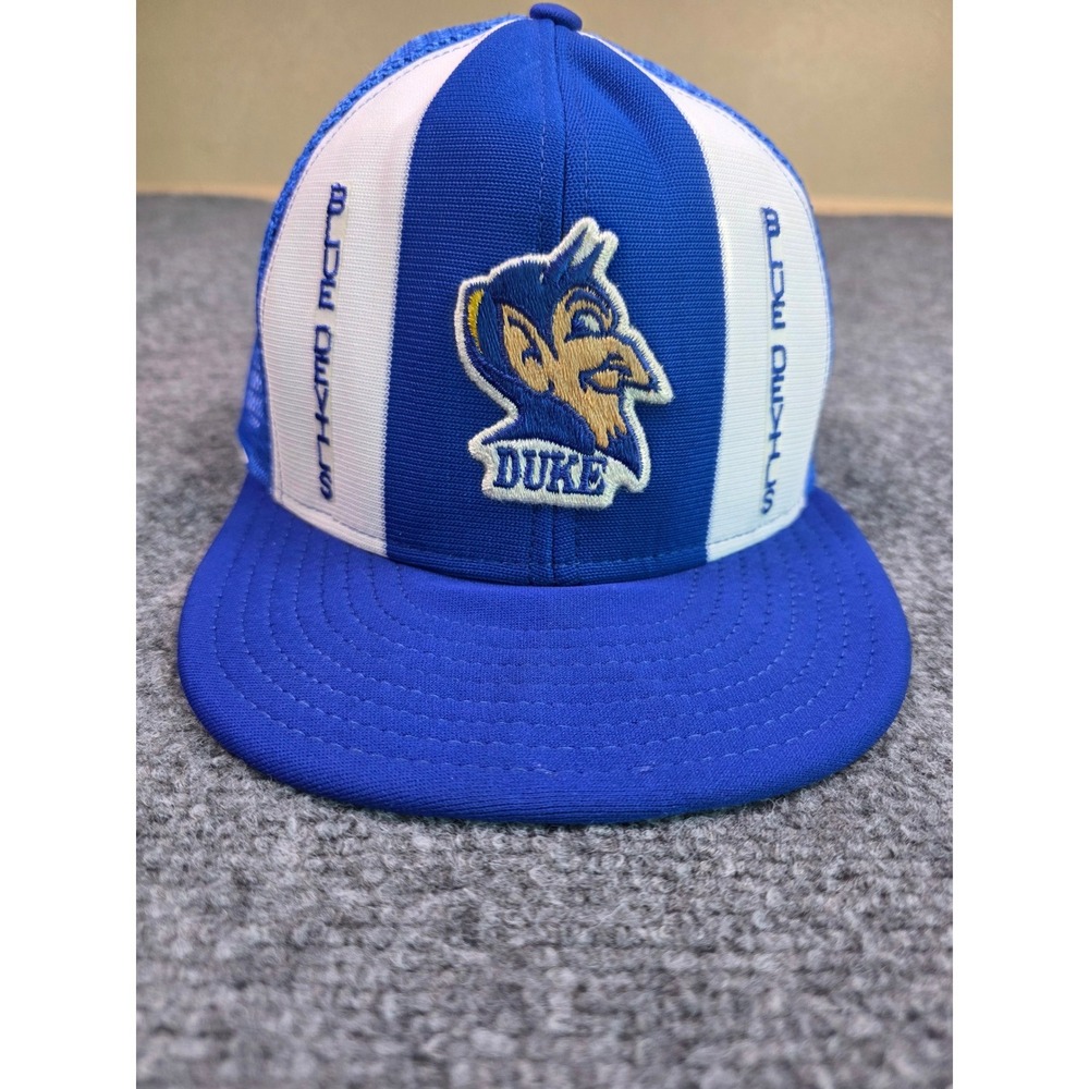 Vintage 80s Duke Blue Devils Trucker‎ Hat OSFA Lucky Stripes Mesh Snapback USA